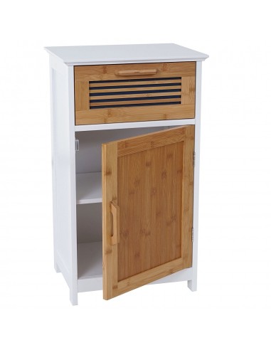 Meuble de salle de bain commode avec tiroir et étagère MDF et bambou SDB04032 Voir les baskets