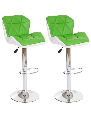 Lot de 2 tabourets de bar avec repose-pieds synthétique vert et blanc TAB04023 Dans la société mordern