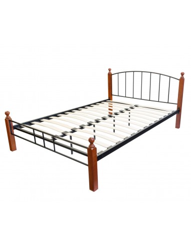 Lit adulte 2 personnes en métal et bois 160 x 200cm avec sommier à lattes LIT06033 acheter