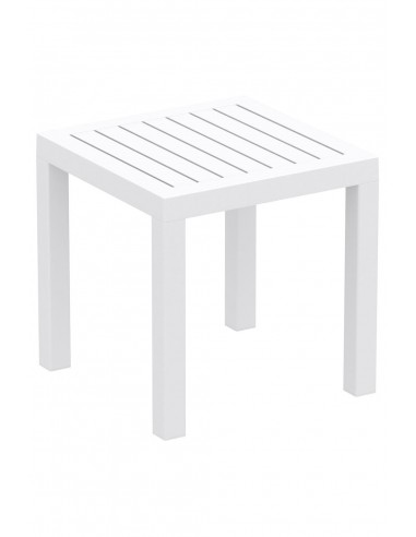 Petite table de jardin en plastique blanc résistante aux intempéries 45x45x45 cm MDJ10199 pas cher