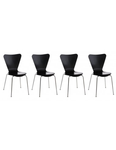 Lot de 4 chaises de séjour bureau en bois noir et métal CDS10114 votre