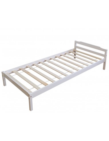 Lit simple 1 personne 90 x 200cm en bois blanc avec sommier à lattes LIT06085 Venez découvrir notre 