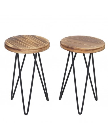 Lot de 2 tabourets tables pour plantes / support étagère jardinière design industriel MDJ04118 de technologie