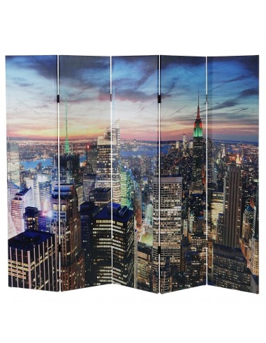 Paravent séparateur de pièce 5 pans 30 LED 180x200cm motif New York PAR04021 À commander