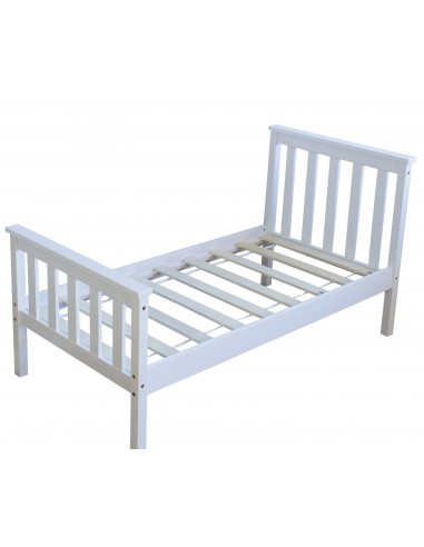 Lit pour enfant 70x140cm avec sommier à lattes en bois blanc LIT06080 en linge