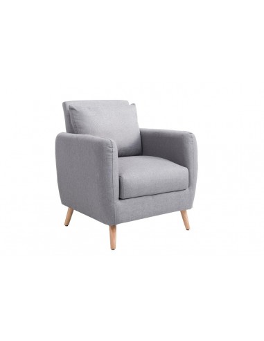 Fauteuil rembourré avec accoudoir et coussin en tissu gris FAL10021 brillant des détails fins