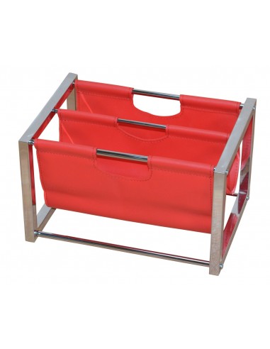 Porte-revues moderne et professionnel synthétique rouge et acier DIV05011 Economisez 