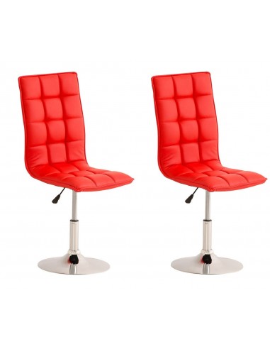 Lot de 2 chaises de salle à manger hauteur réglable en synthétique rouge CDS10030 les ctes