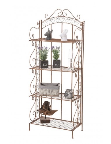 Etagère pour plantes 4 niveaux en fer 153x61x33 cm marron vieilli ETA10018 Paris Déstockage Promo