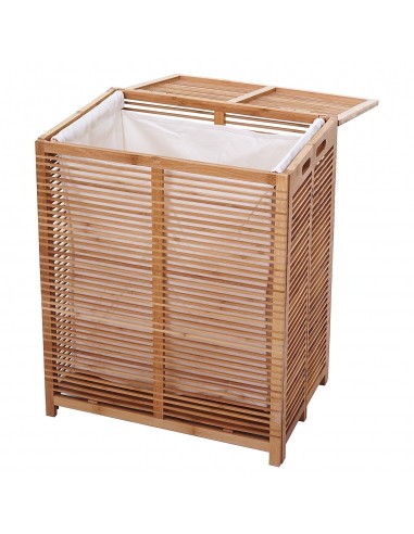 Panier à linge en bambou avec sac 61x50x35cm 105 litres SDB04028 soldes