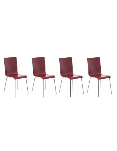 Lot de 4 chaises de cuisine en bois rouge et métal CDS10161 Faites des économies