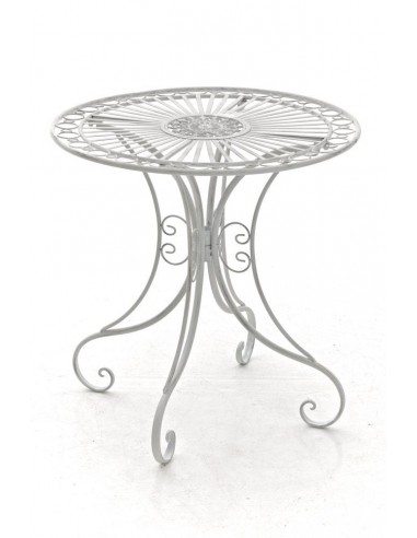 Table de jardin en fer forgé diamètre Ø 70 cm blanc vieilli MDJ10052 Vous souhaitez 