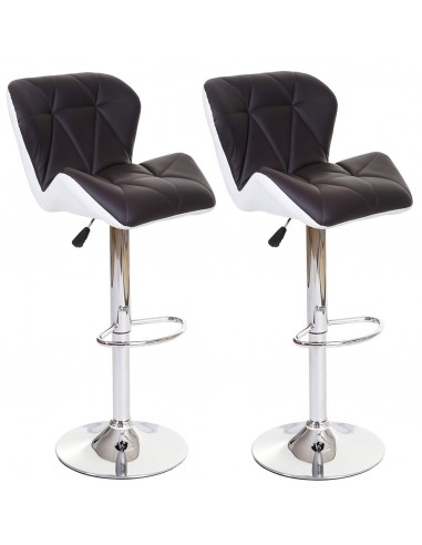 Lot de 2 tabourets de bar avec repose-pieds synthétique marron et blanc TAB04021 2023