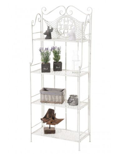 Etagère de rangement plantes 4 niveaux en fer 153x61x33 cm blanc vieilli ETA10025 le des métaux précieux