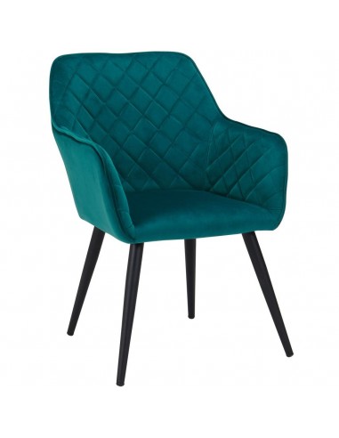 Fauteuil lounge / chaise de salle à manger en tissu velours vert bleu pieds métal FAL09057 des créatures d'habitude