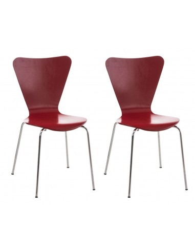 Lot de 2 chaises de séjour bureau en bois rouge et métal CDS10006 rembourrage situé sous