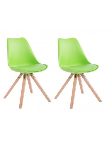 Lot de 2 chaises de salle à manger scandinave synthétique vert pieds bois CDS10023 en ligne des produits 