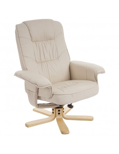 Fauteuil relax en synthétique crème pied en bois siège pivotant FAL04029 ouvre sa boutique