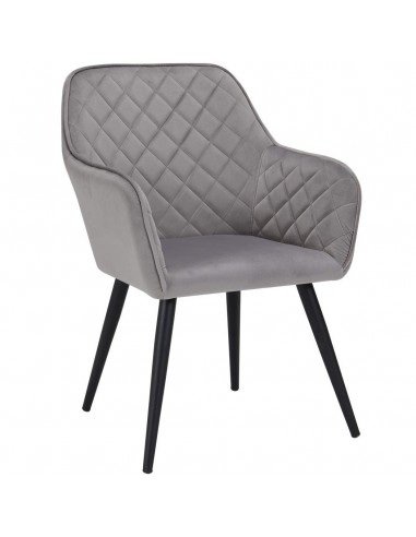 Fauteuil lounge / chaise de salle à manger en tissu velours gris pieds métal FAL09058 pas cher chine