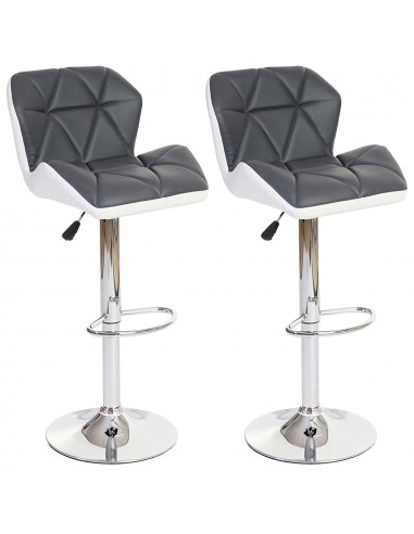 Lot de 2 tabourets de bar avec repose-pieds synthétique gris et blanc TAB04022 pas cheres