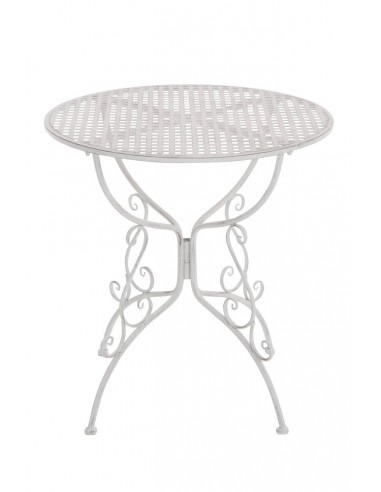 Table de jardin en fer forgé diamètre Ø 70 cm blanc vieilli MDJ10047 Véritable concentré