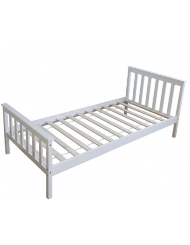 Lit pour enfant 90x200cm avec sommier à lattes en bois blanc LIT06081 Fin de série