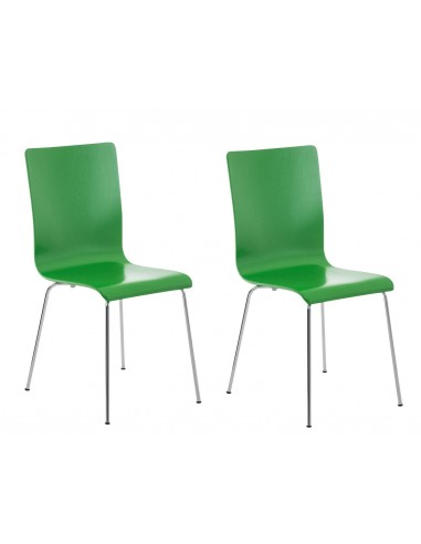 Lot de 2 chaises de cuisine en bois vert et métal CDS10063 de la marque