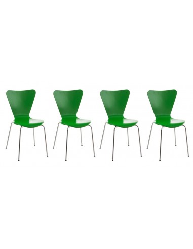 Lot de 4 chaises de séjour bureau en bois vert et métal CDS10109 l'évolution des habitudes 