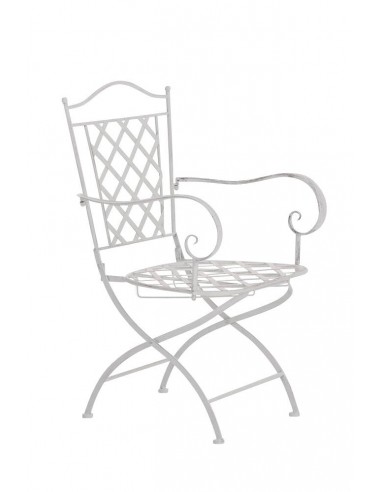 Chaise de jardin en fer forgé blanc vieilli avec accoudoir MDJ10073 votre