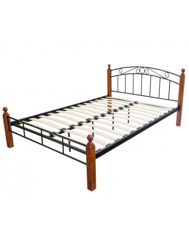 Lit adulte 2 personnes en métal et bois 180 x 200cm avec sommier à lattes LIT06028 pas cher chine