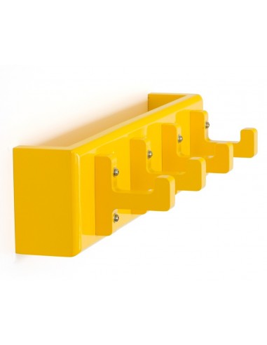 Porte-clés mural polyvalent 4 crochets étagère jaune 40x10x13cm DIV06005 Le MVP de beaucoup