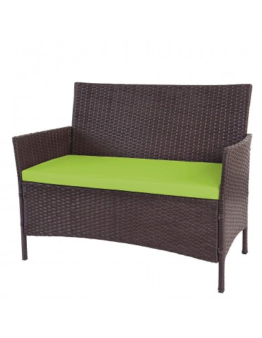 Banc de jardin banquette en polyrotin marron chiné avec coussin vert MDJ04137 votre restaurant rapide dans 