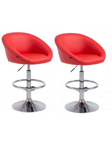 Lot de 2 tabourets de bar hauteur réglable avec repose-pieds en synthétique rouge TDB10066 sur le site 