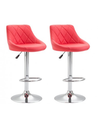 2x Tabourets de bar en synthétique rouge pivotant avec repose-pieds TDB10084 vous aussi creer 