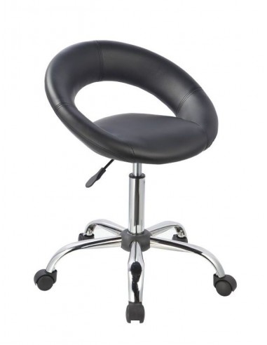 Tabouret chaise à roulette avec dossier synthétique noir hauteur réglable TABO09015 prix