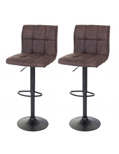 Lot de 2 tabourets de bar en tissu imitation daim marron foncé TDB04030 votre