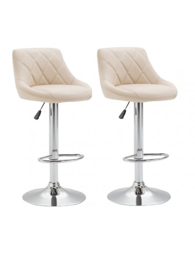 2x Tabourets de bar en synthétique crème pivotant avec repose-pieds TDB10079 sur le site 