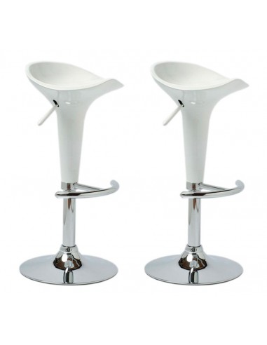 Lot de 2 tabourets de bar design blanc pivotant et hauteur réglable TDB10025 en linge