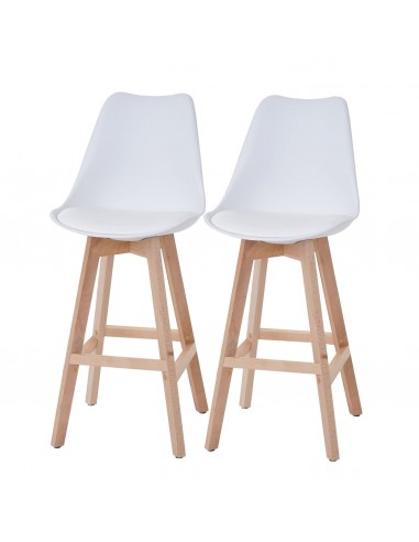 Lot de 2 tabourets de bar style scandinave blanc TDB04019 de France