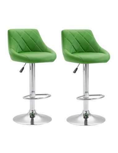 2x Tabourets de bar en synthétique vert pivotant avec repose-pieds TDB10081 en linge