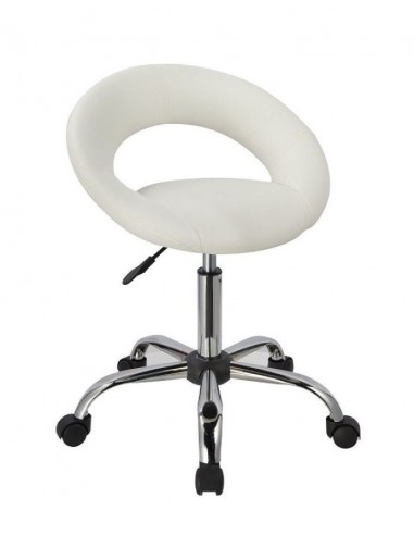 Tabouret chaise à roulette avec dossier synthétique blanc hauteur réglable TABO09014 Faites des économies