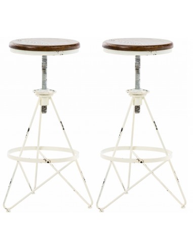 Set de 2 tabourets de bar en métal blanc style industriel réglable repose-pieds TDB10071 votre