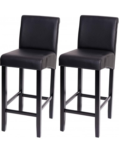 Lot de 2 tabourets de bar en synthétique noir mat pieds foncé avec repose pieds TDB04010 Toutes les collections ici