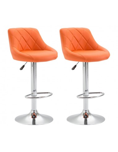 2x Tabourets de bar en synthétique orange pivotant avec repose-pieds TDB10083 Comparez plus de prix