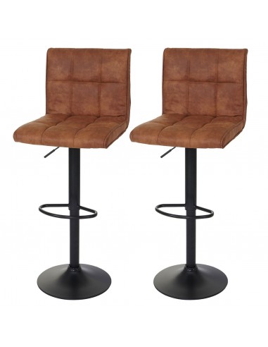 Lot de 2 tabourets de bar en tissu imitation daim marron clair TDB04031 la colonne vertébrale