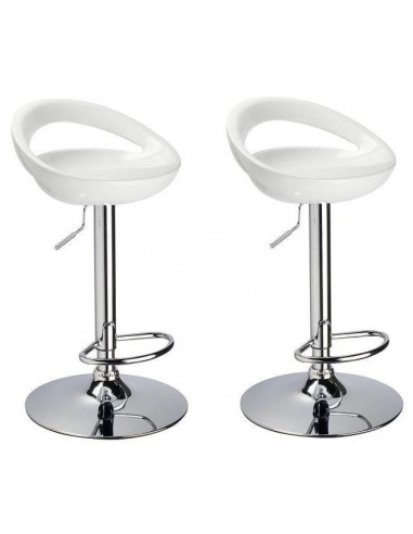 Lot de 2 tabourets de bar hauteur réglable blanc TDB09025 paiement sécurisé