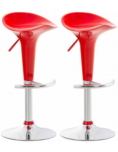 Lot de 2 tabourets de bar design rouge pivotant et hauteur réglable TDB10030 soldes