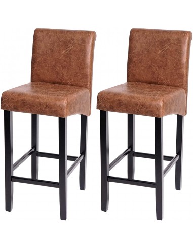 Lot de 2 tabourets de bar en synthétique aspect daim marron vieilli pieds foncé TDB04008 Par le système avancé 