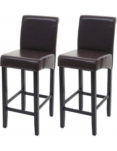 Lot de 2 tabourets de bar en synthétique marron pieds foncés avec repose pieds TDB04004 acheter