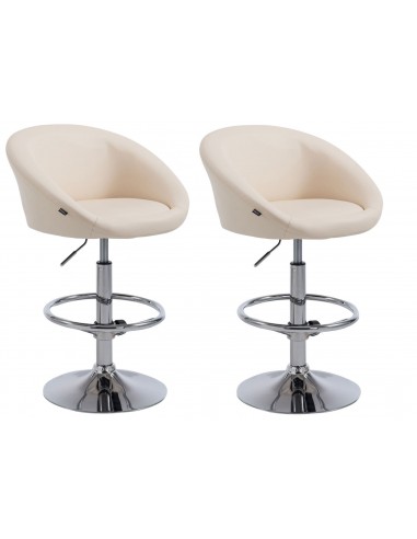 Lot de 2 tabourets de bar hauteur réglable avec repose-pieds en synthétique crème TDB10064 Voir les baskets